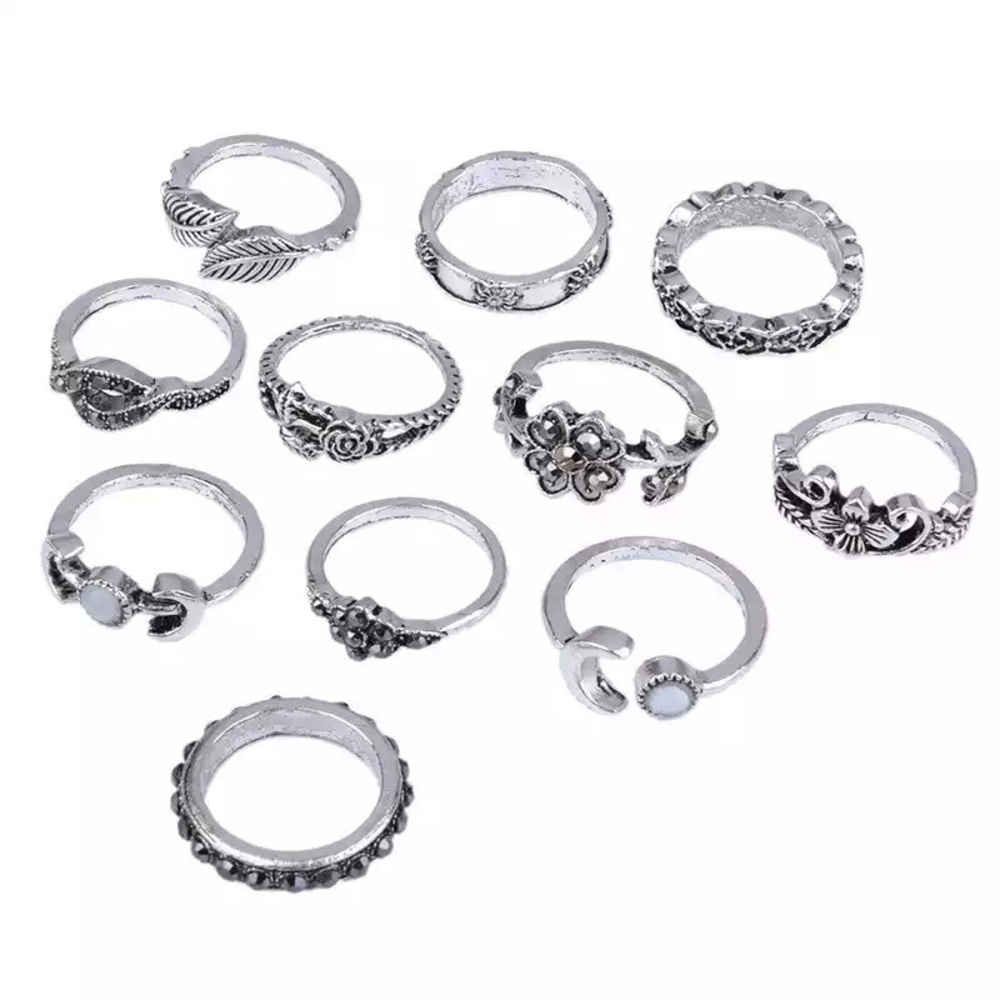 Vintage Boho Style Stackable Midi Rings Set - Picture 2 of 4